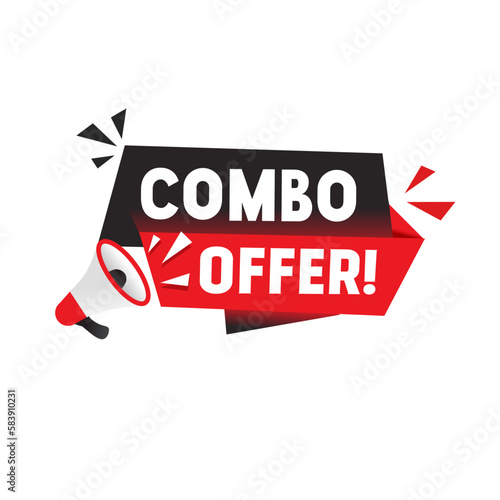 Combo offer - banner, megaphone icon, vector illustration. Flat style design.