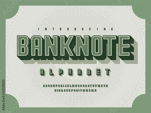 3D retro money alphabet design with decorative elements