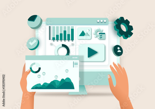 Conceptual Illustrations - Digital Marketing, Media Planning, Online Business and Purchasing, Financial Analysis and Statistics.