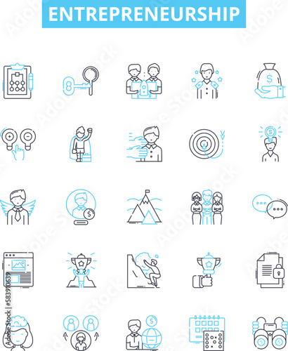 Entrepreneurship vector line icons set. Entrepreneurship, Startups, Business, Innovation, Risk, Investment, Opportunity illustration outline concept symbols and signs