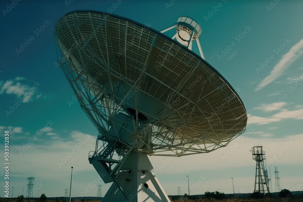 radio telescope at sunset - Created with generative ai
