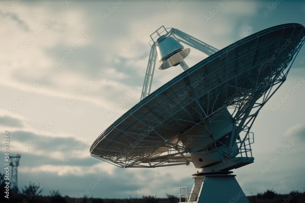 radio telescope at sunset - Created with generative ai radio telescope at sunset - Created with generative ai