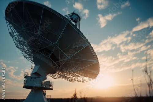 radio telescope at sunset - Created with generative ai