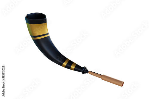 Assamese pepa isolated on white background or transparent png. or buffalo hornpipe musical instrument of assam used in happy bihu background photo