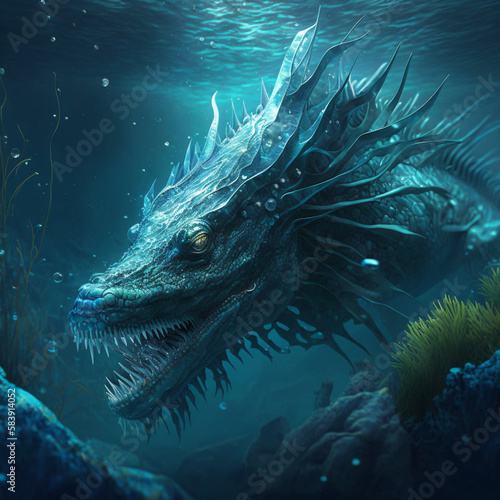 Scary serpent monster underwater © JoseVitor