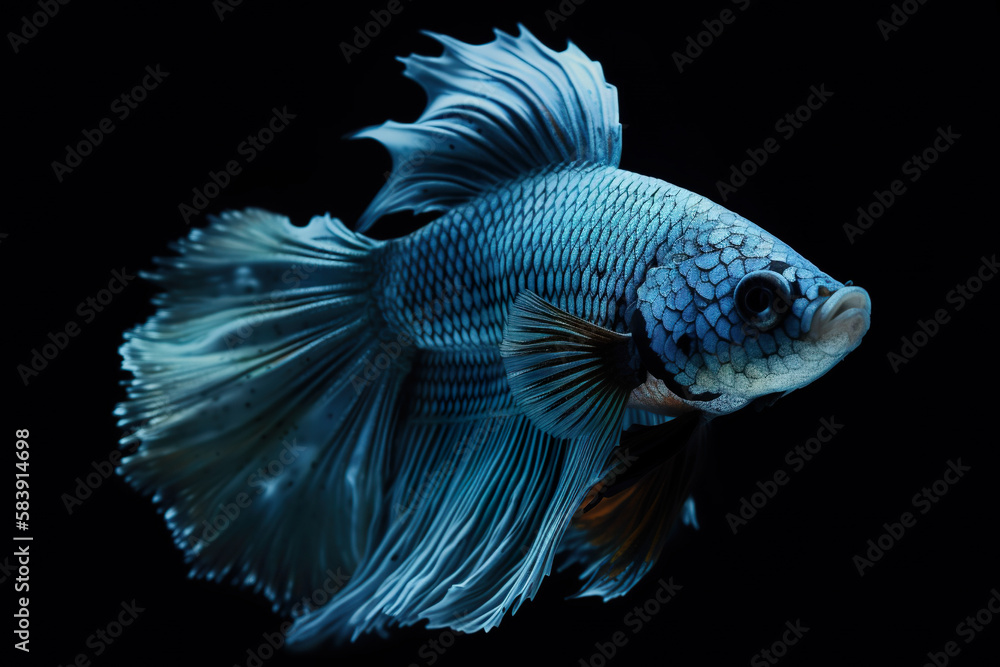 Fototapeta premium Siamese fighting fish in motion, AI generative