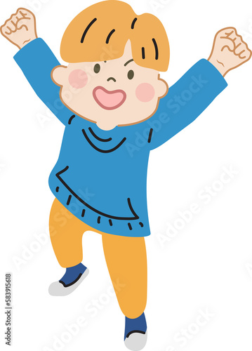 Happy cute kid cartoon character doodle hand drawn design for decoration.
