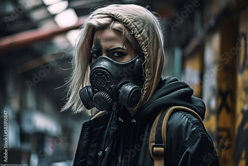 cyberpunk girl with mask - AI Generated