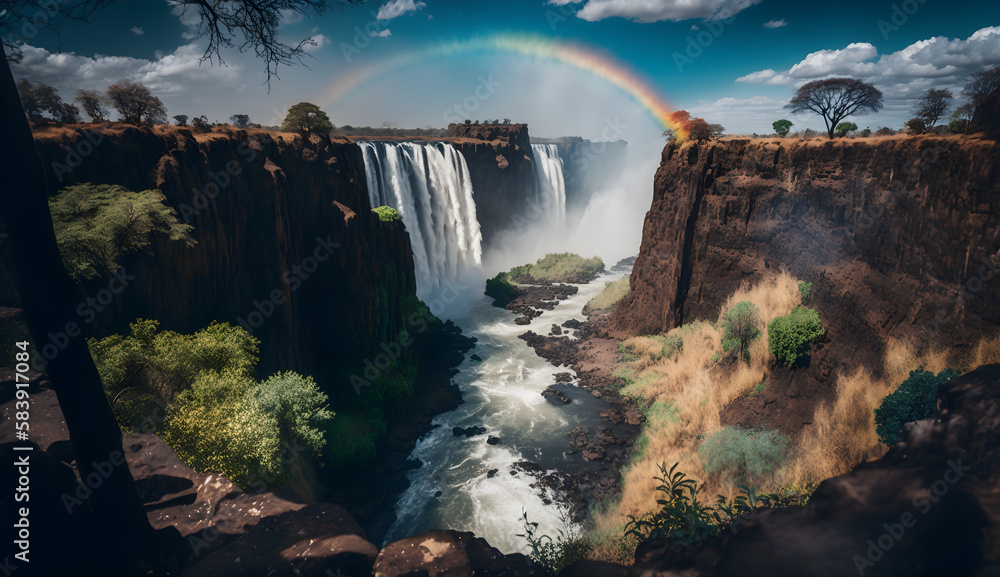 falls panorama, ictoria Falls Zimbabwe and Zambia, waterfall,