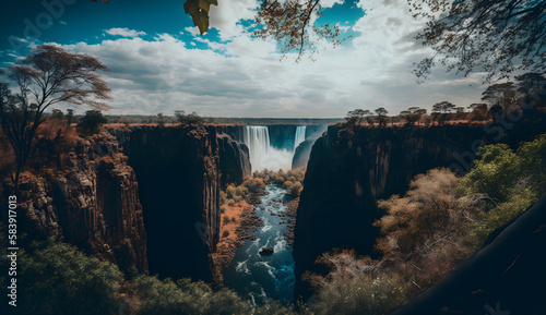 view of the lake  lake and mountains  ictoria Falls Zimbabwe and Zambia  waterfall 