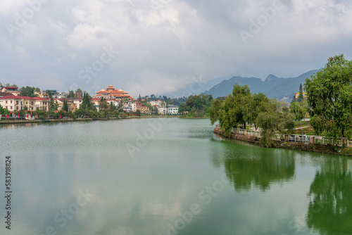 Northern Vietnam, city of Sapa, view on the lake 