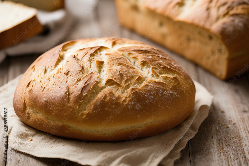 Generative AI of delicious fresh bread on table Generative AI of delicious fresh bread on table