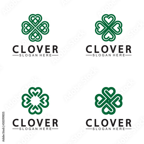 Four Leaf Clover Ornamental Logo Template Illustration Design.