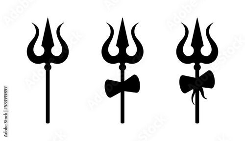 Shiva God Trishul Trident Vector Illustration Set