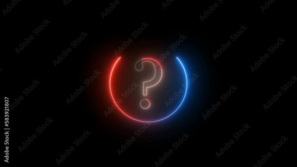 ion sign animation with glowing neon light. neon light glowing question mark ion sign animation with glowing neon light. neon light glowing question mark