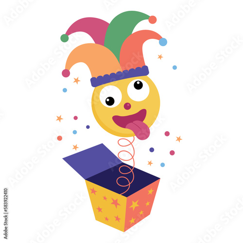 April Fools Day with Jester Hat Box Illustration 