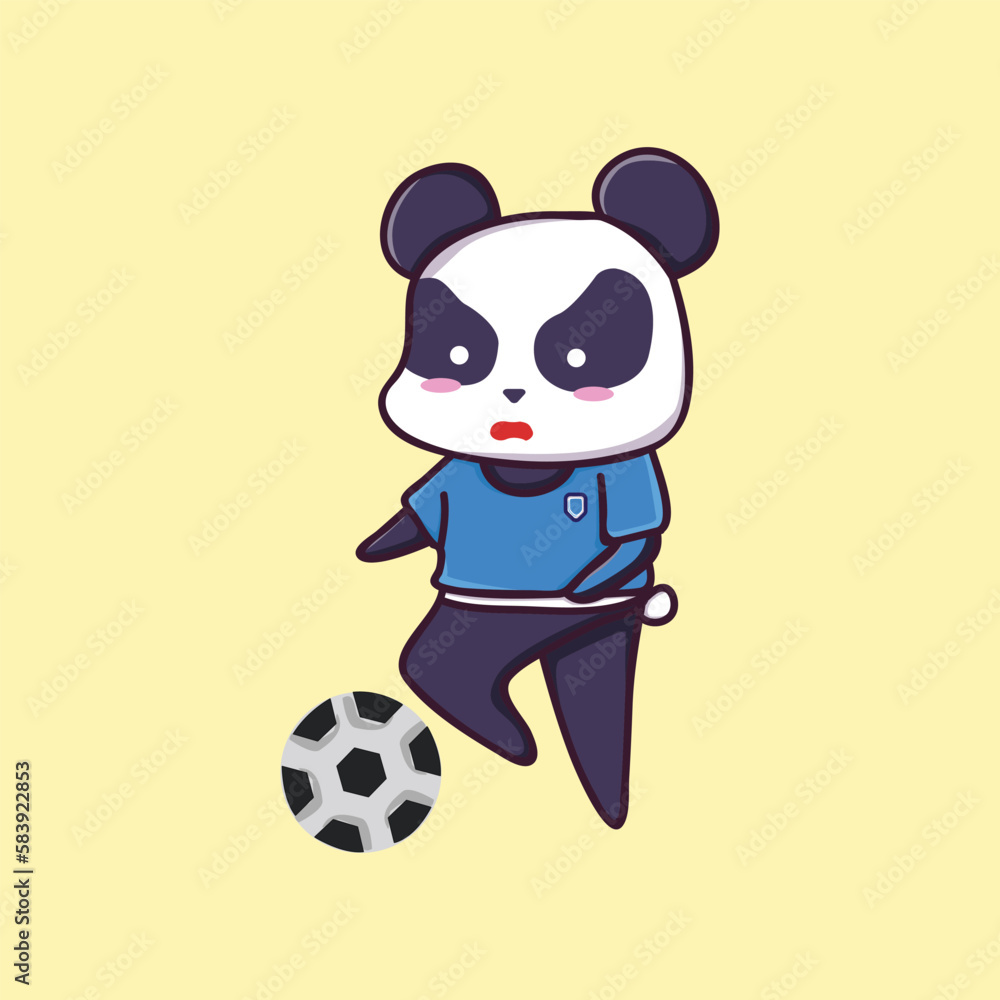 Cute Panda Playing Soccer Cartoon Illustration Cute Panda Playing Soccer Cartoon Illustration