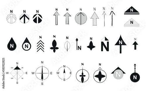 Vector set with several norths - ideal for use in projects and graphic representations.