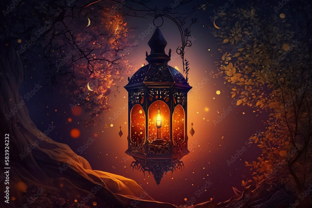 Muslim Holy Month Ramadan Kareem Lantern Generative Ai