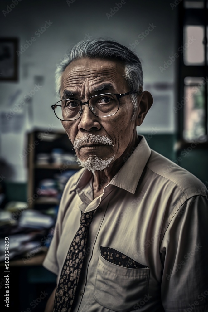 Asian Teacher Portrait with a Tie. Generative AI Asian Teacher Portrait with a Tie. Generative AI