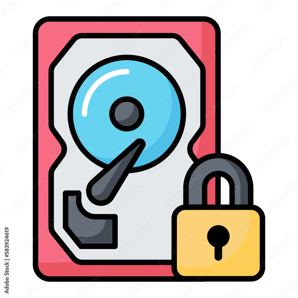 Hard Disk Security Line Color Icon Hard Disk Security Line Color Icon