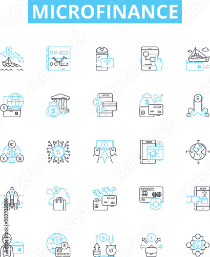 Microfinance vector line icons set. Microfinance, Loan, Finance, Banking, Credit, Investment, Poor illustration outline concept symbols and signs