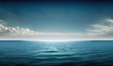  a large body of water under a cloudy sky with a boat in the water at the bottom of the picture and a few clouds in the sky.  generative ai