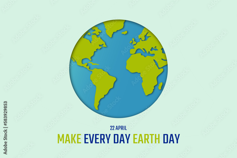 Earth Day concept background design. International Mother Earth Day. Make every day earth day vector illustration. Caring for Nature. Poster or banner with Earth day and copy space. 22 April