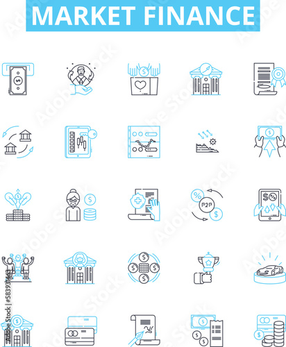 market finance vector line icons set. Finance  Markets  Investing  Trading  Securities  Bonds  Stocks illustration outline concept symbols and signs