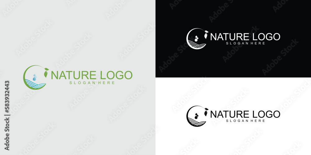 Fototapeta premium Nature logo design with unique concept premium vector
