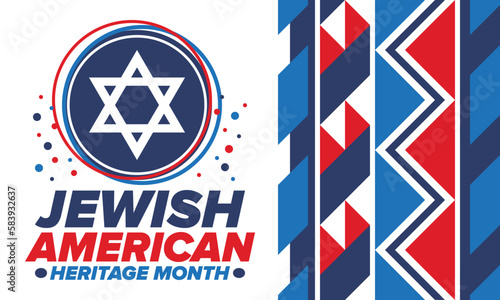 Jewish American Heritage Month. Celebrated annual in May. Jewish American contribution to the history United States. Star of David. Israel symbol. Poster  card  banner and background. Vector