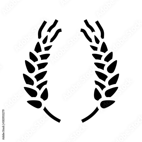 wreath ears of wheat glyph icon vector illustration