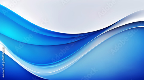 Soft blue and white illustration with wavy forms. Modern composition. Generative AI.