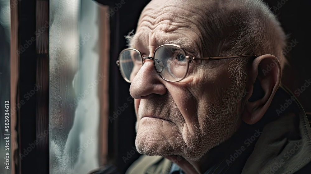 Old man with a sad face - Generative AI Old man with a sad face - Generative AI