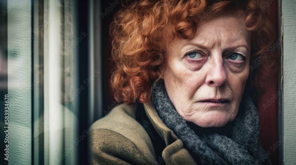 Elderly woman with a sad face - Generative AI Elderly woman with a sad face - Generative AI