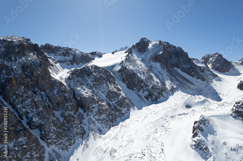 Aerial shot of mountain glacier