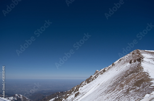 Wallpaper Mural Snow covered mountain slope with deep blue sky  Torontodigital.ca