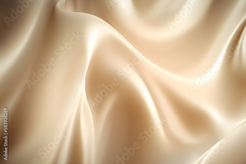 3d illustration of abstract golden wavy silk background. Smooth elegant golden silk texture. Generative AI technology.