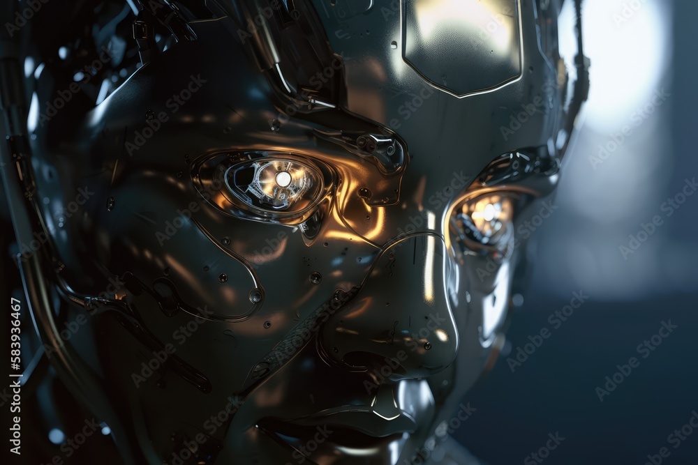 close up of robot face, made with generated ai close up of robot face, made with generated ai