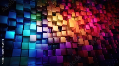 Multicolour cubes in a wall, made with generated ai