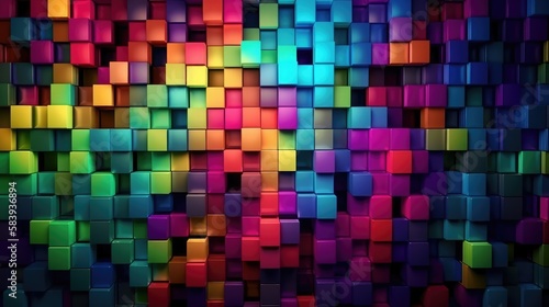 Multicolour cubes in a wall  made with generated ai