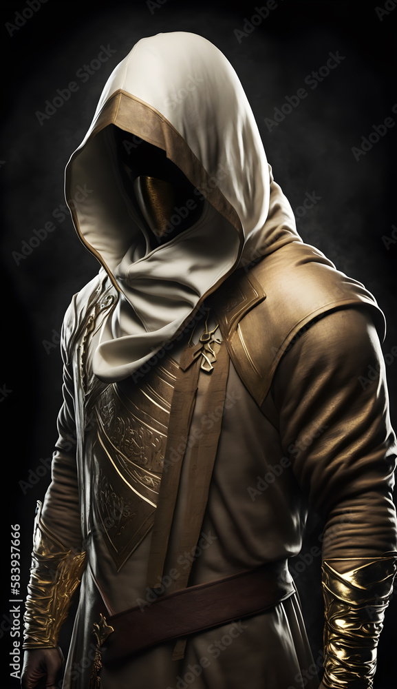 hooded  mand with special unifrom suit -AI Generative 