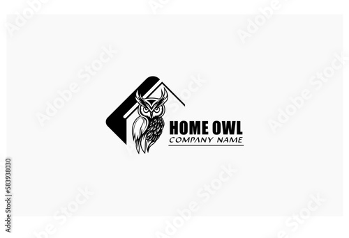 home owl concept design vector education logo