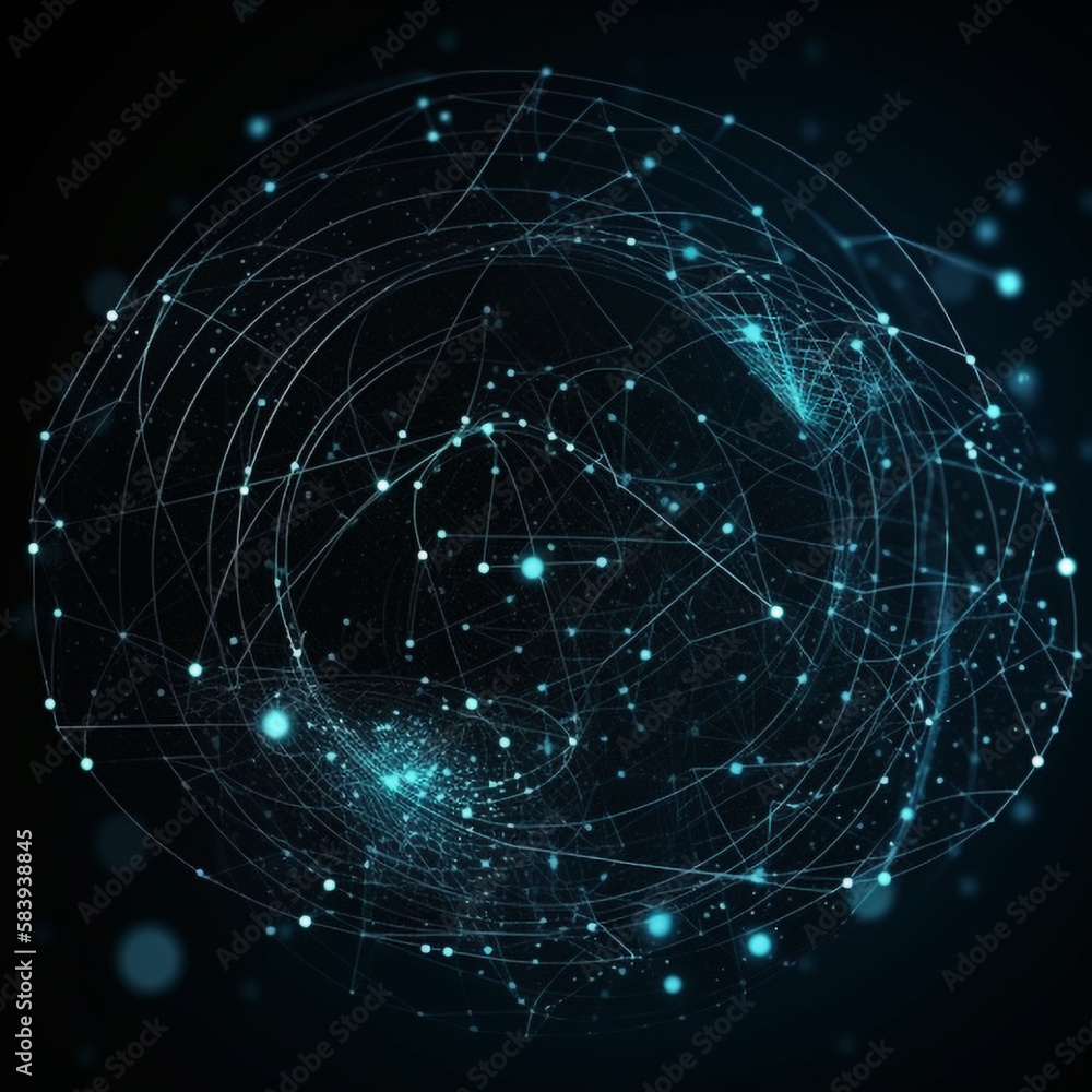 Connected Dots and Lines: Exploring the Concept of AI Technology and Digital Data Flow Motion(ai generated)
