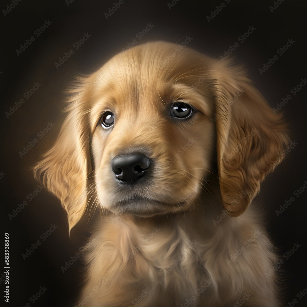 Generative AI golden retriever dog portrait 