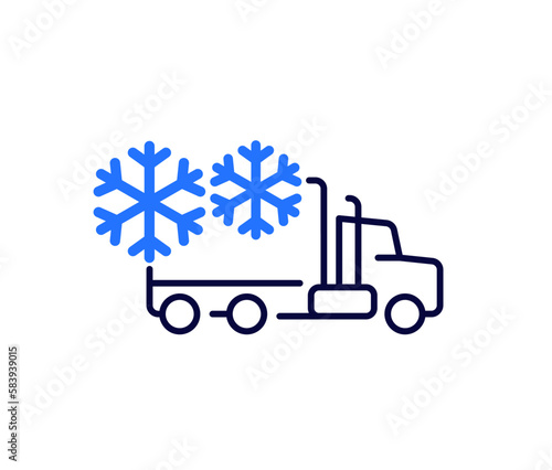 refrigerated truck icon, line vector