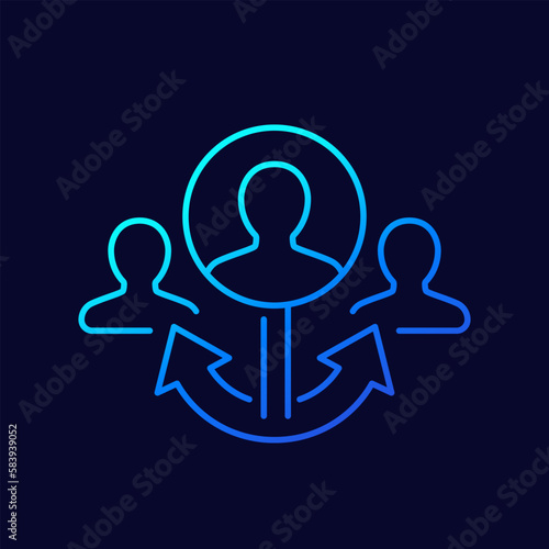 broker, middleman line icon, vector