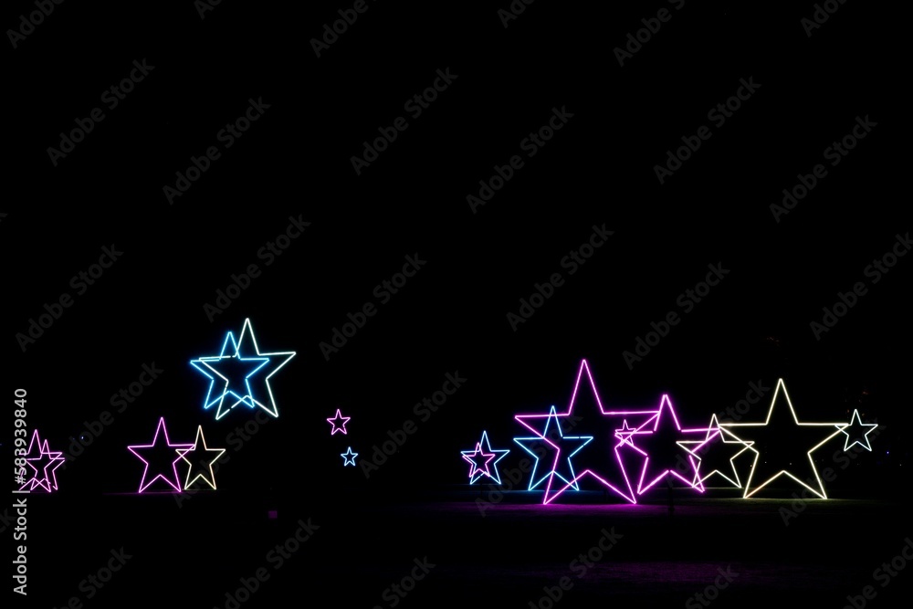 Naklejka premium View of illuminated stars on the Blenheim Christmas Lights Trail