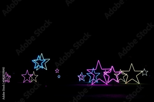 View of illuminated stars on the Blenheim Christmas Lights Trail