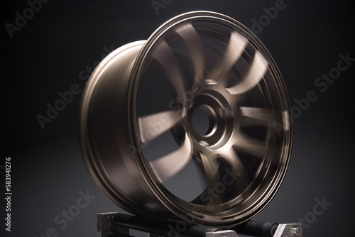 sports matte bronze car rims photography at various long exposures for the effect of motion blur when rotating